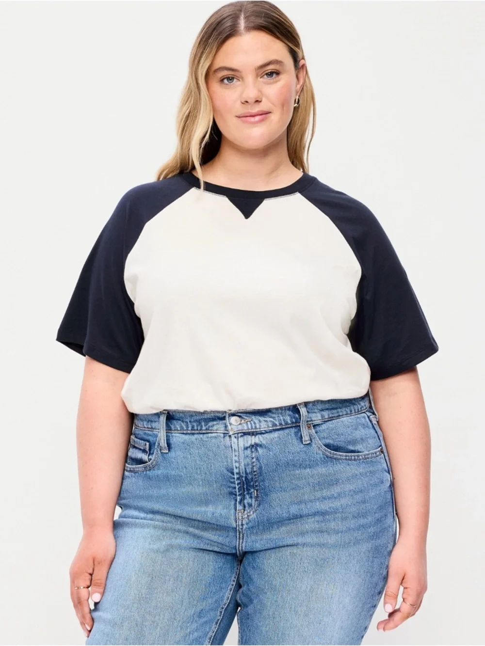 🆕 Old Navy Women's Vintage Crew-Neck Raglan T-Shirt Short Sleeve Tee S 4-6 Tall - Picture 7 of 15